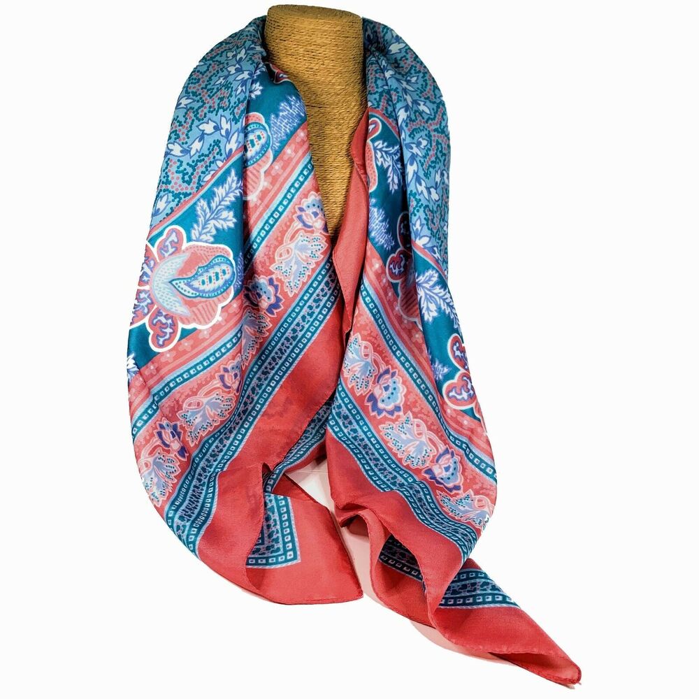 Floral Paisley Scarf Avon Exclusive Made Italy 35x34 Festival Cottage Core Vtg